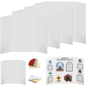 Rsgift 4 Pcs Tri-fold Poster Boards 48 x 36 inches, Premium Corrugated Presentation Boards with Double Sided Tapes,Display Boards for School Project,Exhibitions, Business Presentation