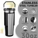 30oz Tumbler with Handle and Flip Straw Lid Double Wall Insulated Travel Coffee Mug Stainless Steel Vacuum Insulated Coffee Tumbler Cup for Hot and Cold Beverages,Leak-proof&BPA-free (30oz,Black)