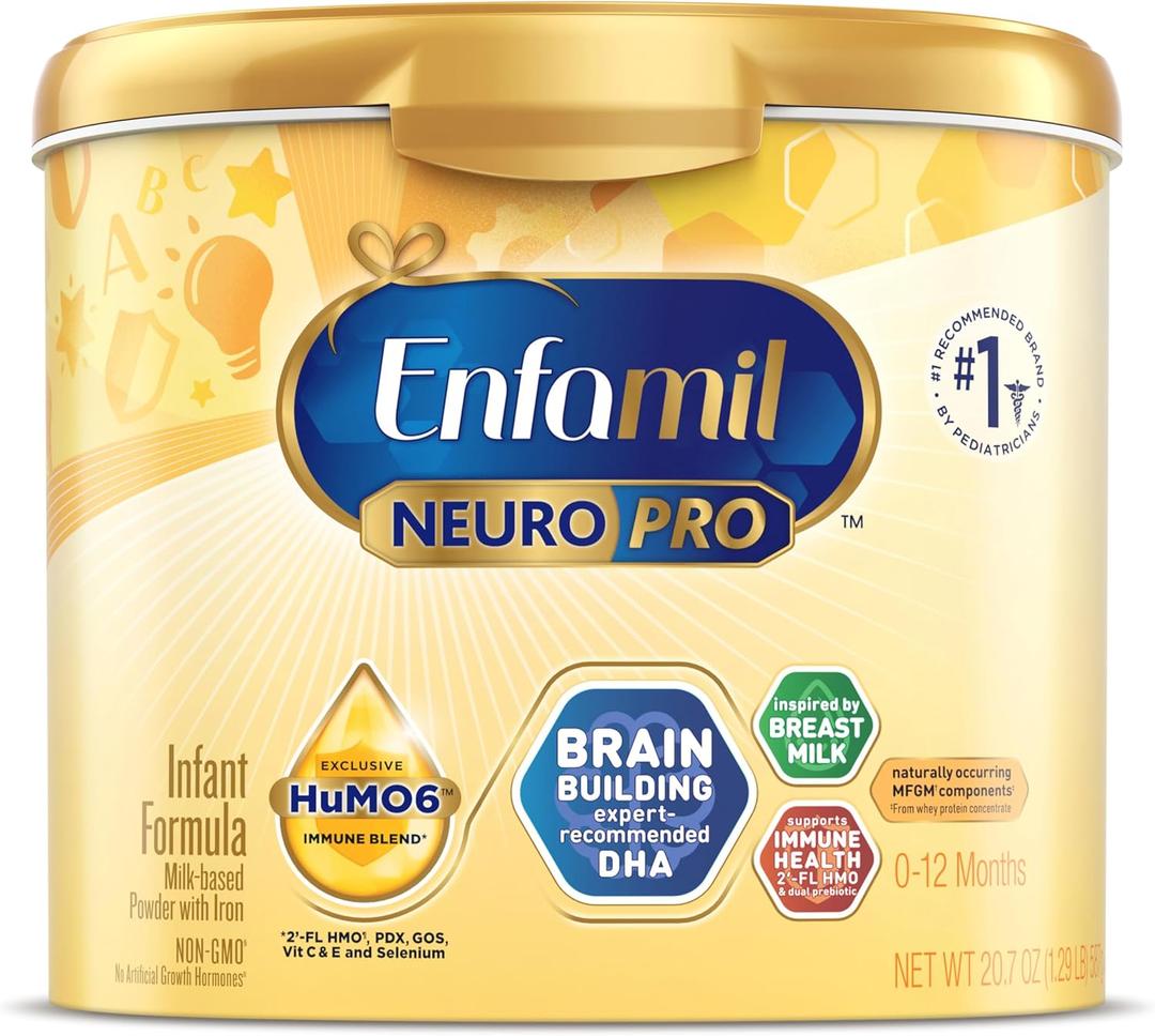 Enfamil NeuroPro Baby Formula, Triple Prebiotic Immune Blend with 2'FL HMO & Expert Recommended Omega-3 DHA, Inspired by Breast Milk, Non-GMO, Reusable Tub, 20.7 Oz EXP: 01 May 2027