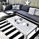 Black and White Outdoor Rug 35.4 x 59 Inches Striped Front Door Mat Front Porch Rug Hand-Woven Machine Washable Indoor/Outdoor Layered Door Mats for Entryway/Porch/Patio