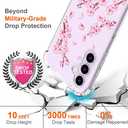 Hungo Compatible for Samsung Galaxy S23+ Plus Case, Thin Slim Cute Girly Skin Cases Protector with Airbag Bumper for Women Girls (Clear Cherry Blossom)