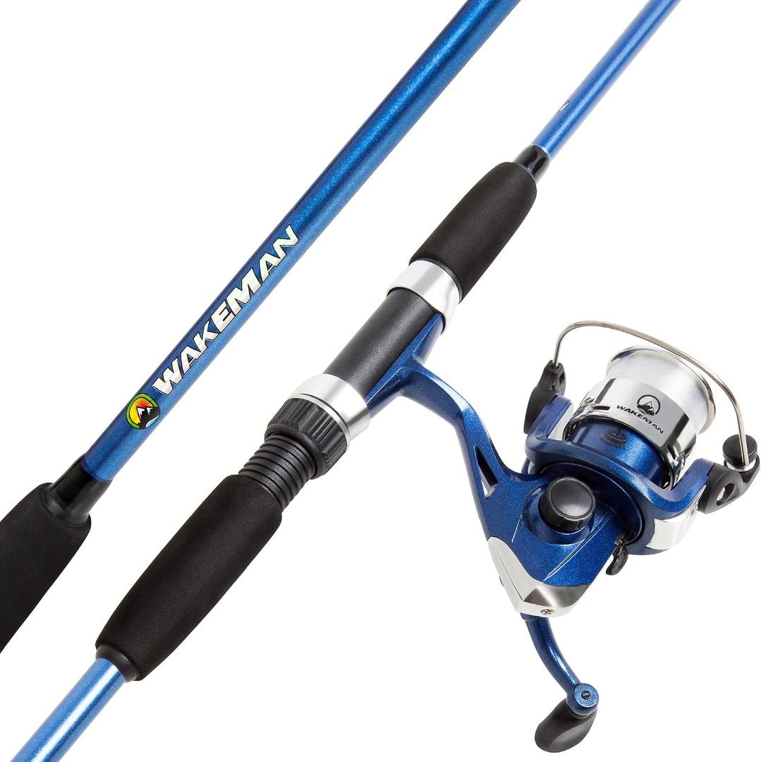Fiberglass Fishing Rod and Spinning Reel Combo - Swarm Series Collapsible Fishing Gear for Catching Bass, Trout, Catfish, and More by Wakeman