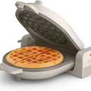 bella Flip-n-Store Waffle Maker with EverGood Ceramic Nonstick Coating, Fits-anywhere Kitchenware, Power Indicator Light, Cool Touch Handle & Cord Wrap, 7 Wide & 1" Deep Plates, 1000 Watt, Oatmilk