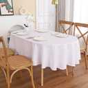 White Oval Tablecloth, 60 x 84 Inch, Stain and Wrinkle Resistant Machine Washable Polyester Table Cloth, Fabric Table Cover for Dining Buffet Party and Outdoor Table