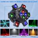2Pack Moving Head DJ Lights with Connecting Wires, 150W RGBW LED Moving Head Lights, 6 Arms Party Light, 4 in 1 Bee-Eyes Effect Light, Red Green Starry, White & Amber Strobe, Support DMX-512 & Remote