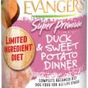 Evanger's Super Duck & Sweet Potato Dinner  12 Count, 12.5 oz Each  Limited Ingredient Wet Dog Food  Grain & Gluten Free Recipe  Easy to Digest for Sensitive Stomachs, Best By Jan, 2029