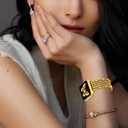 fastgo Beaded Bracelet Band Compatible with Apple Watch Bands 41mm/40mm/38mm/44mm/45mm/42mm/49mm Women, Natural Pearl Beaded Elastic Strap for Iwatch Bands(Gold)