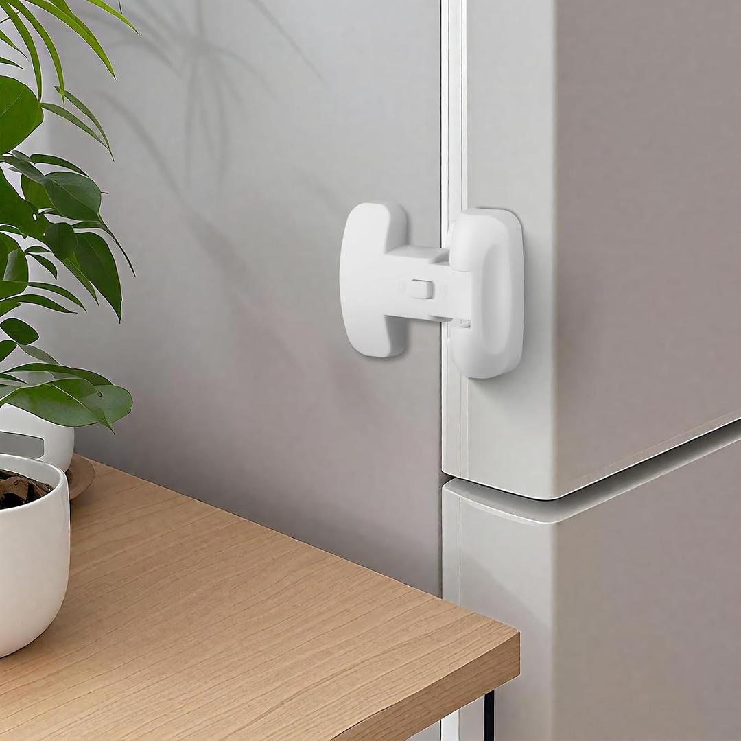 2 Pack Fridge Lock for Kids - Child-Proof Refrigerator Freezer Door Lock & Oven Lock for Child Safety, for Fridge/Freezer Doors, White