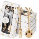 32 Pcs (16 Packs) Tea Party Favors  Perfect Souvenir for Any Occasion, Includes 16 Teaspoons with 16 Forks for Wedding, Bridal & Baby Shower Gifts for Guests (Leaf)