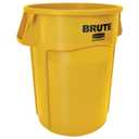 Rubbermaid Commercial Products BRUTE Heavy-Duty Round Trash/Garbage Container, 44-Gallon, Yellow, for Landscapers/Construction Sites/Restaurants/Back of House/Offices/Warehouses