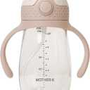 MOTHER-K Sippy Cup with Weighted Straw with Handle, Drink from Any Angle for Babies & Toddlers, 8 oz (Pink)
