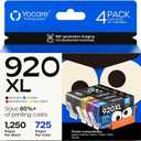 920XL 920 XL Ink Cartridges for HP920 for HP920XL |High Yield | Compatible with Officejet 6500A 6000 6500 7000 7500 7500A Printer (1 Black, 1 Cyan,1 Magenta,1 Yellow, 4-Pack)