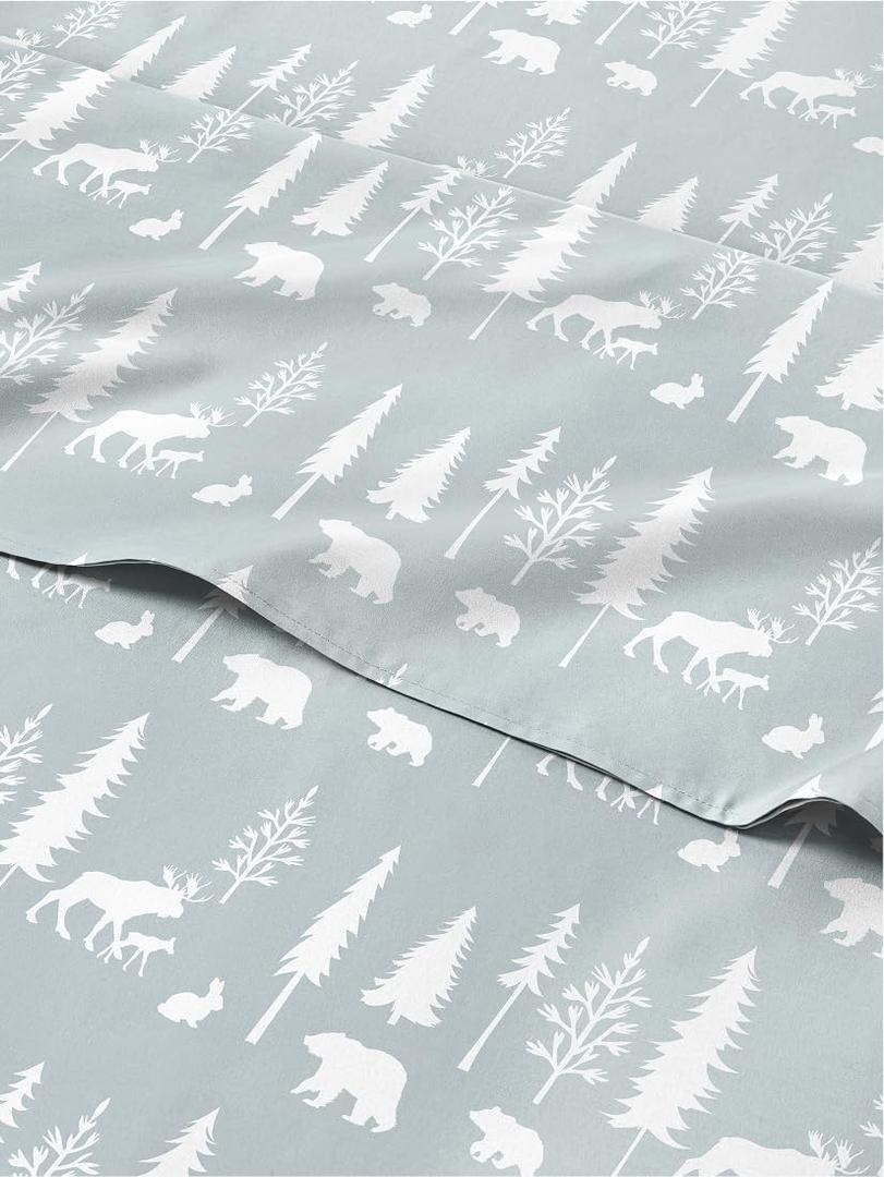 King Christmas Woodlands Sheet Set - Holiday Xmas Pattern Bedding Set - Deep Pockets - Snug Fit - 4 Piece - Wrinkle Free & Easy Care - Cozy Festive Winter - Holiday Sheets for Women, Men, Kids & Teens