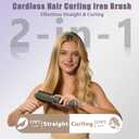 Cordless Hair Curling Iron Brush Rechargeable Battery-Powered, 3-in-1 Portable Hot Straightener Curling Comb 3 Temperature Settings with LCD Display