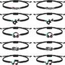 Junkin Music Party Favors Music Note Bracelets Musical Lovers Charm Gifts Hippie Party Decorations Supplies Rainbow Wristband 80s 70s 60s Social Media Favor Themed