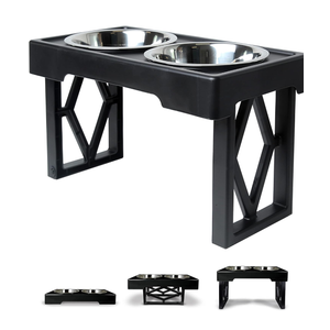 Pet Zone Elevated Dog Bowls Designer Diner 3 Height Adjustable Raised Dog Bowl Stand with 2 Stainless Steel Bowls (7 Cup Capacity Each)