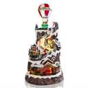 Bdor Large Christmas Village Lighted Decoration Musical Animated Display Christmas Collectible Hot-air Balloon Moutain Battery Operated Indoor Decor