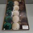 15 PCS Christmas Tree Ornaments Velvet Balls, 3.15 Inch Large Velvet Christmas Tree Ball Ornaments Set Star, Shatterproof Plastic Hanging Bulb for Xmas Tree Decorations - Multicolor Green Brown Beige