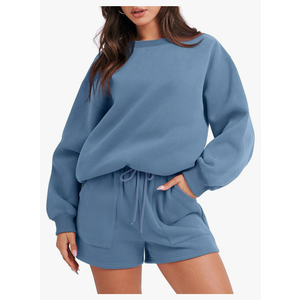 ANRABESS Women 2 Piece Outfits Sweat Shorts Sets 2025 Oversized Casual Lounge Matching Set Sweatsuit Tracksuit Fall Clothes Size S