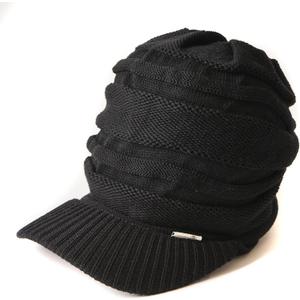 CHARM Mens Winter Knit Beanie Hat - Womens Slouchy Visor Cap Summer Baggy Slouch Knit (One Size, Black)