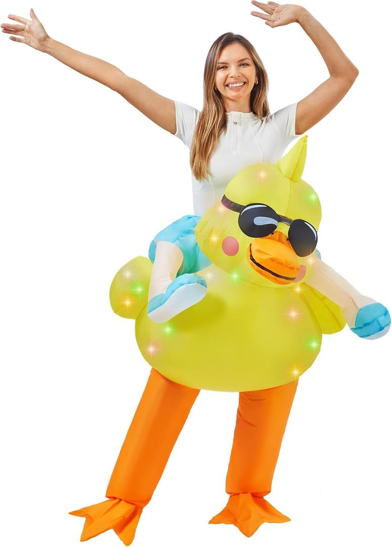 WinnerWhy Adult Inflatable Costume with LED Light Blow up Summer Animal Dress Jumpsuit for Adult Man Women