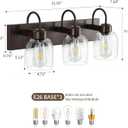 Oil Rubbed Bronze Bathroom Vanity Light, 3-Lights Farmhouse Bathroom Vanity Lighting Fixtures Over Mirror, Vintage Rusitc Vanity Light Fixutres with Clear Glass Shade, 22 inch Wall Wall Sconces