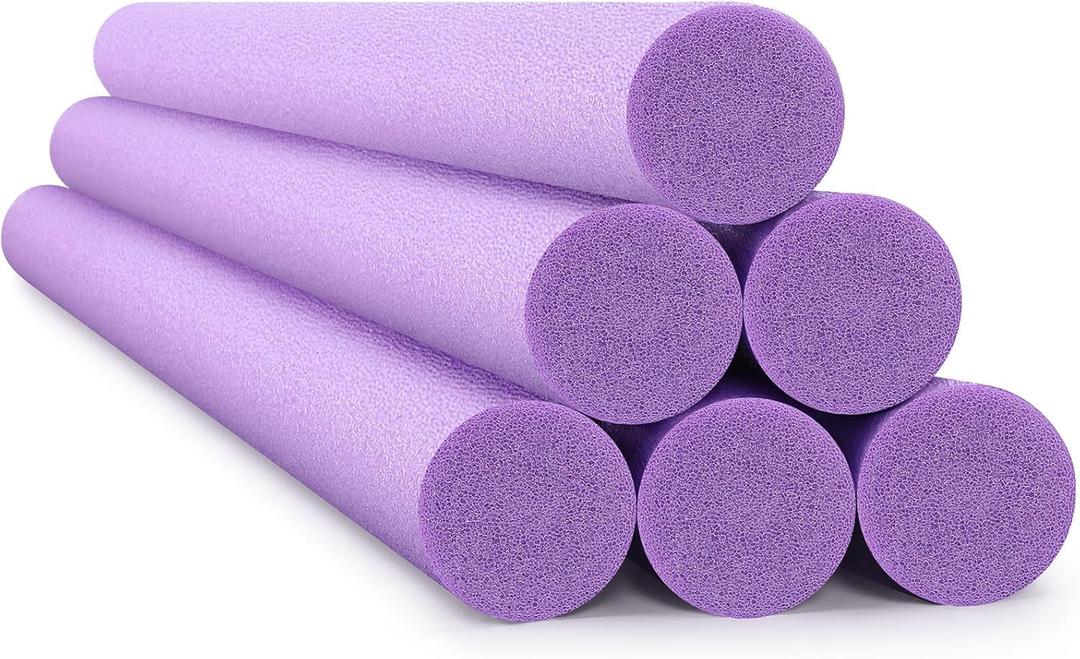 Hanaive 6 Pack Jumbo Floating Pool Noodles Foam Tube 55 x 3.5 Inches Swimming Bright Thick Pool Noodle Bulk Float Heavy Duty for Swim DIY Outdoor Craft Projects (Purple)