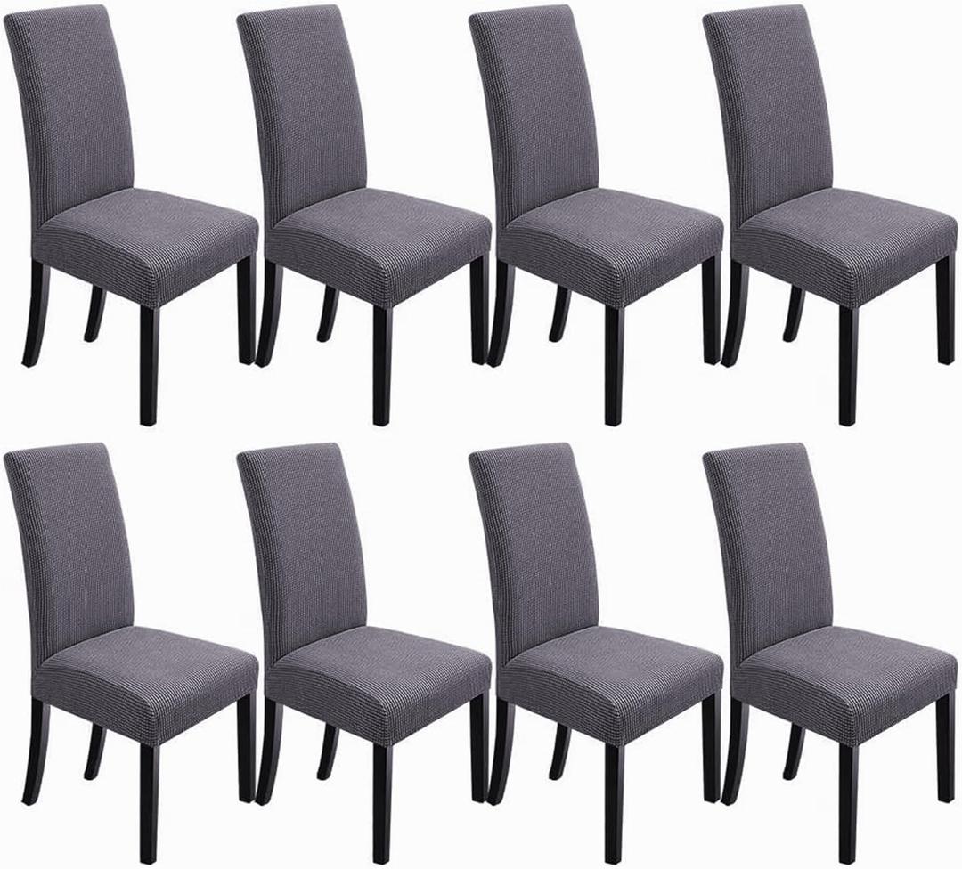 NORTHERN BROTHERS Cover for Chairs Dining Room Stretch Chair Covers, 8 Pack Chair Slipcovers Dining Chair Protector Cover for Hotel, Dining Room, Banquet (Dark Grey)