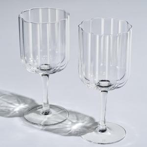 Flower Vintage Wine Glassware - Set of 1 Colorful Cocktail, Martini & Champagne Glasses, Prosecco, Mimosa Glasses Set, Cocktail Glass Set, Bar Glassware Luster Glasses 7" X 3" (Clear)