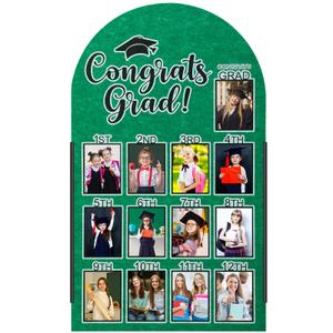 CroBlissful 27 x 16 Inch Graduation Photo Board Picture Frames Wall Decor Collage Display Green Felt Board for 4 x 3 Inch Photo DIY Picture Holder 2026 Graduation Party Decorations