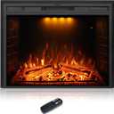 36 inch Electric Fireplace, Wall Fireplace Electric with Remote Control, Realistic Log and Crackling Sound, Overheating Protection and Timer, 750/1500W Black