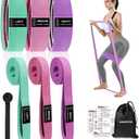 Large Fabric Resistance Bands for Working Out, Loop Exercise Bands for Booty Leg, Butt, Glutes, Stretch Workout Bands for Women & Men, Hip Elastic Bands for Home Gym Fitness, Yoga, Pilates (1.Green, Pink, Purple (Long and Short 6 PCS))