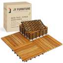 9 PCS Interlocking Deck Tiles 12" x 12" - Premium Acacia Wood Patio Tiles Waterproof - Deck Tiles Interlocking All Weather Waterproof Flooring - Easy Installation for Indoor & Outdoor (Golden Steak)