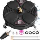 13" Pressure Washer Surface Cleaner with Turbo,Selkie Power Washer Driveway Attachment with 2 Power Washer Extension Wands &4 Wheels & 360 Rotating Turbo Nozzle,2500 PSI