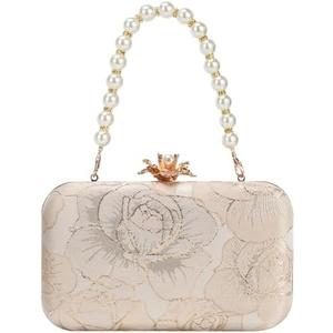 Womens Vintage Floral Embroidery Clutch Evening Handbag Shoulder Bags Purse for Wedding Party Prom