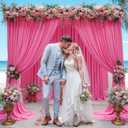 Hot Pink Backdrop Curtain 2 Panels-Wrinkle-Free Polyester Photography Drapes for Wedding Party Photo Background Decorations- 8 X10FT (Hot Pink)