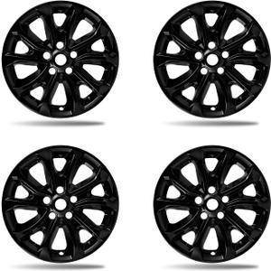 17 Inch Gloss Black Wheel Skins Compatible with 2018-2021 Chevrolet Equinox, Fits OEM 17" Stock Alloy Wheels #84450624, Snap-On Rim Covers 4-Pack