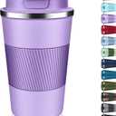 Insulated Coffee Tumbler 17 oz, Stainless Steel Coffee Mug with Lids, Travel Coffee Mug Leak Proof, Double Wall Vacuum Insulated Reusable Coffee Cup, Keep Drinks Hot and Cold (Lavender, 17 Ounces)