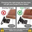 DecoBasics 3/8" Inset Cabinet Hinges Black (10 Pair -20 Pcs) Offset Self Closing Matte Black Cabinet Hinges for Kitchen Cabinets w/Bumpers & Upgraded Screws