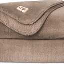 UGG Throw Blanket Fleece Lightweight Soft Cozy Throw for Bed or Chair, Luxury Home Decor, Giftable Christmas Blankets, Machine Washable, 50-inch x 70-inch, Light Fawn Brown