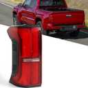 Huray Left Full LED Tail Light Assembly for Toyota Tacoma 2024 2025, LH Taillight w/o Tailgate Switch Rear Brake Lamp w/o Side Marker Light Replacement for 81560-AK040 Driver Side (Smoked)