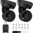 2Pcs Luggage Suitcase Wheels,Only Compatible with DELSEY Carry-On Plus 21 Inch,luggage wheels replacement with Screws/screwdriver,360 Rotation Spinner Wheel,Mute Double Row Swivel Wheel(Black)