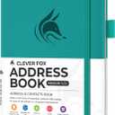 Clever Fox Address Book with alphabetic tabs - PU Leather Telephone and Address Book for Keeping Contacts Safe, Contact Organizer Journal, Medium Size (5.3 x 7.7) Hardcover, Turquoise