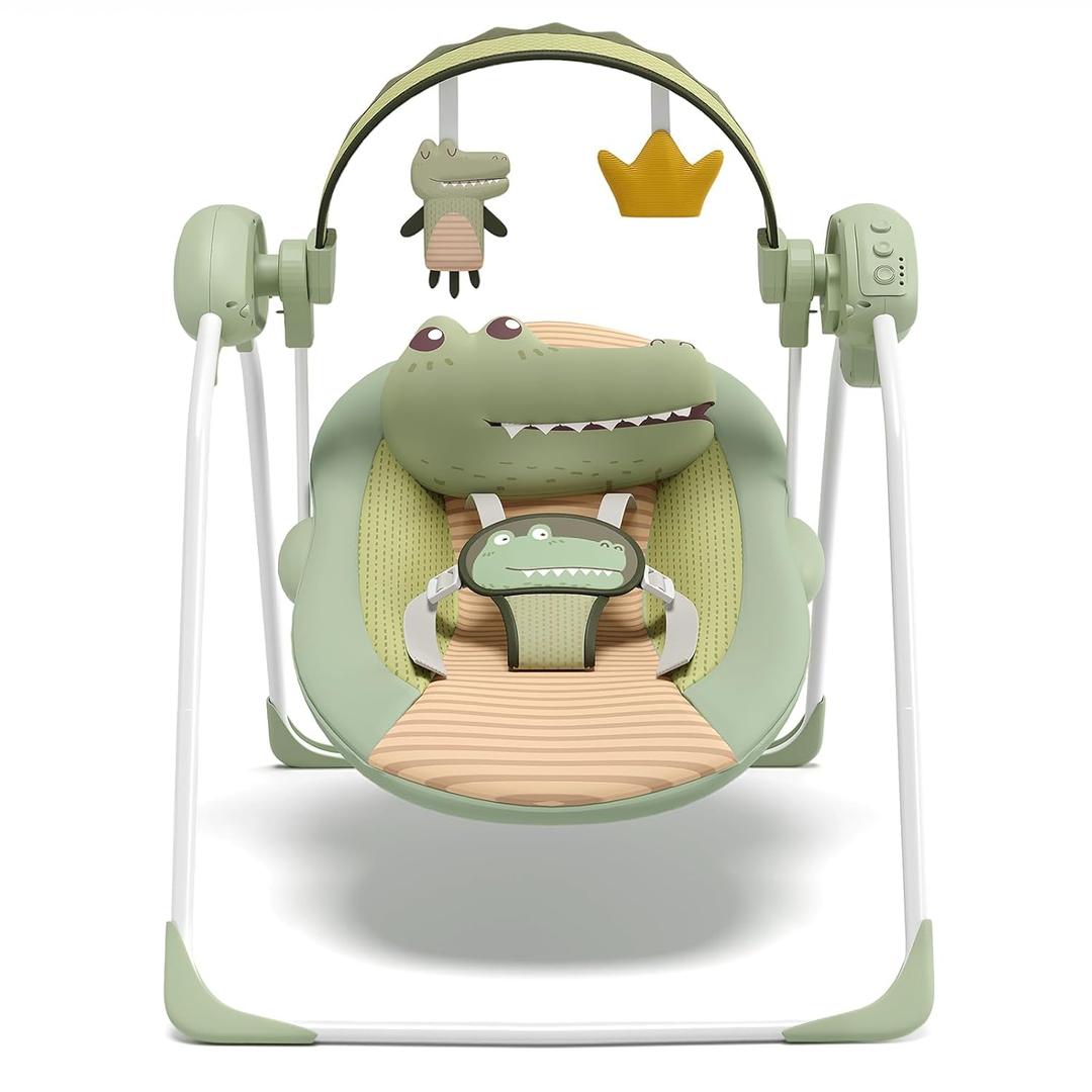 Baby Swings for Infants, Portable Baby Swing with Adaptable Speed, Music and Timer, Infant Swing for Babies 0-9 Months 6-20 lbs, Indoor/Outdoor Use