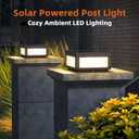 Solar Pillar Lights Outdoor, 9.84" Modern Post Light Dusk to Dawn, Solar Column Lamp IP54 Waterproof with E26 Bulb, 3000K LED Fence Deck Cap Lights Lantern for Patio Garden Decoration(Grey)