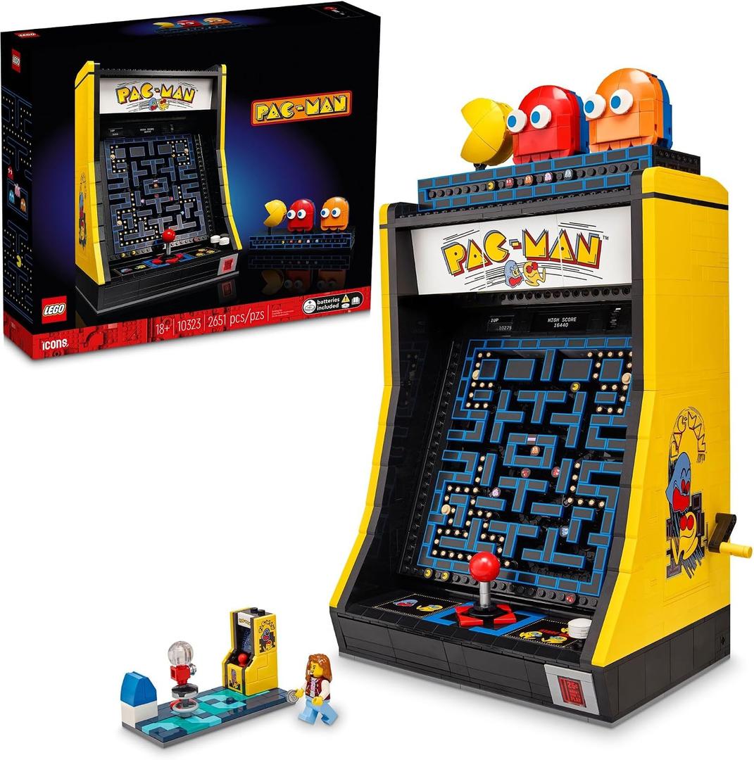 LEGO Icons PAC-Man Arcade Building Sets for Adults - Collectible Office, Shelf, or Bedroom Decor - Gifts for Men & Women - W/Moving Handle to Recreate Game - 10323, Medium