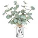 Piklado Fake Eucalyptus Stems in Vase with Faux Water,Artificial Plants Eucalyptus Leaves for Shelf Desk Bathroom Farmhouse Room Coffee Table Faux Greenery Plants Decorations (Green)