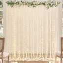 Champagne Backdrop Curtains with Lights String for Wedding Parties 10×10ft Sheer Tulle Backdrop Curtain for Bridal Shower Baby Shower Birthday Party Photo Shoot Background Decorations 2 Panels 5×10ft