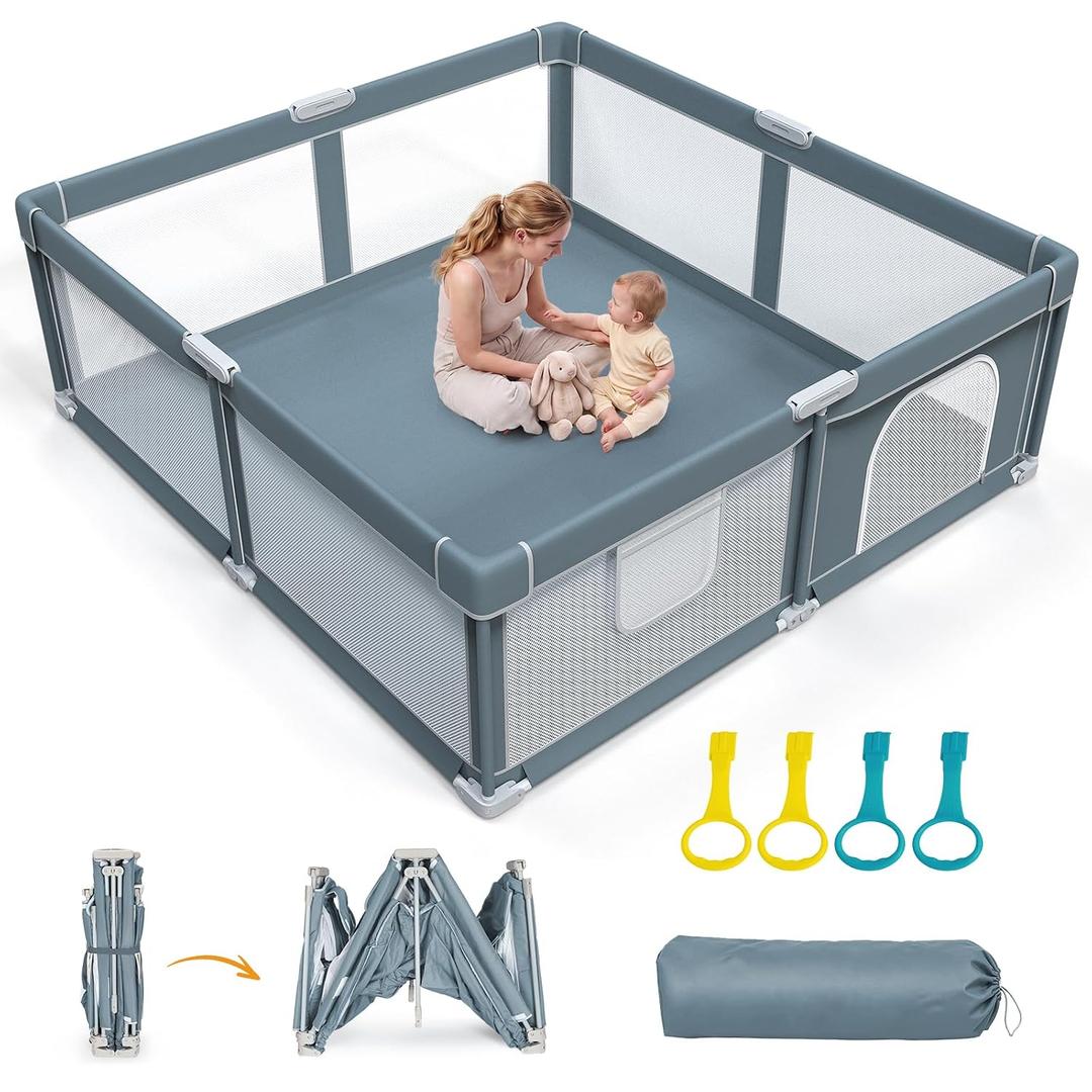 Foldable Baby Playpen 71x79, Portable Play Pens for Babies Toddlers