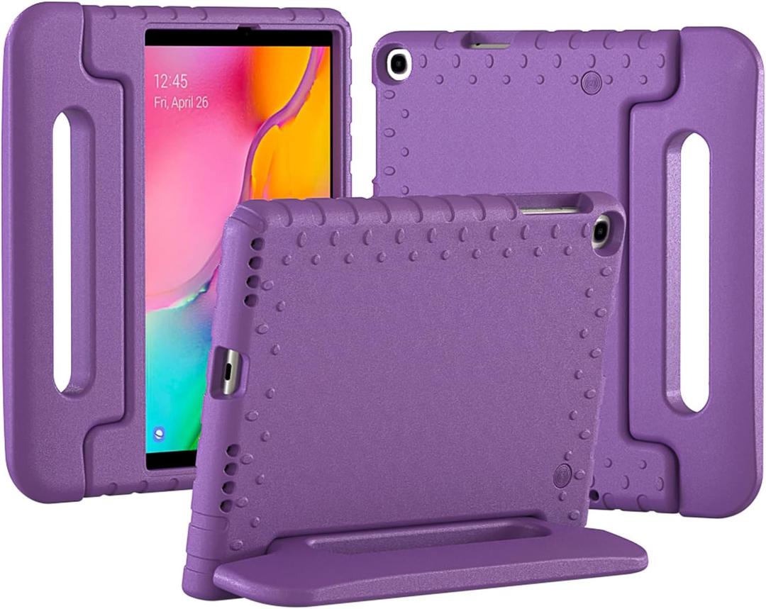 Bolete Kids Case for Samsung Galaxy Tab A 10.1 2019 Release (Model:SM-T510/T515),Shockproof Soft EVA Adjustable Bracket Cover for Samsung Galaxy Tab A 10.1 Case, Purple